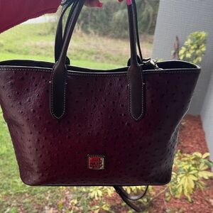 Dooney & Bourke Dark Burgundy Ostrich Leather Tote